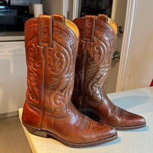 Vintage Authentic Genuine Leather Leather Sancho Cowgirl Boots Tan Size 36
